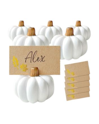 Image of mini white pumpkin table place card holders